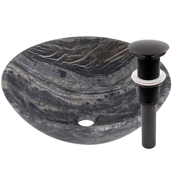 Novatto Lunar Marble Vessel Sink and Oil Rubbed Bronze Umbrella Drain NOSV-LMORB - main